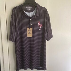 Chubbies Black and Pink Polo Shirt with Flamingo Logo